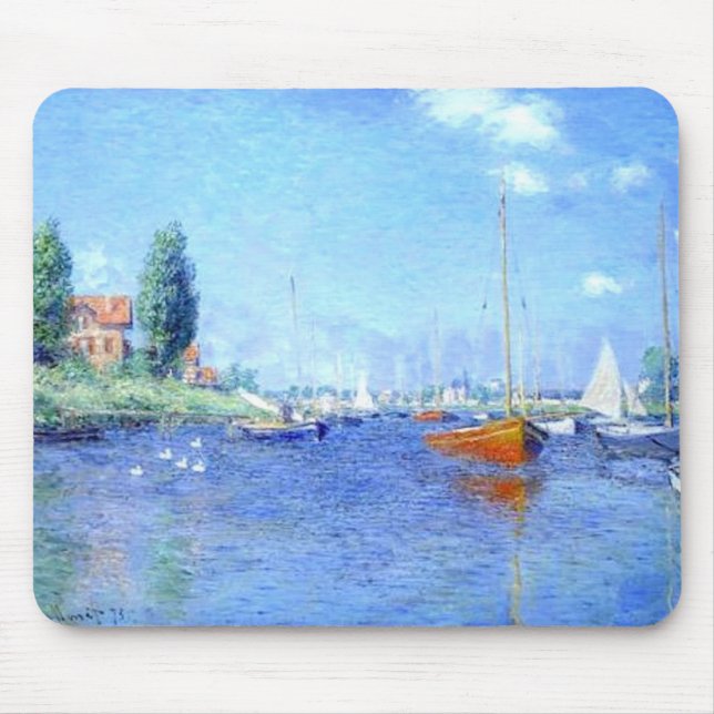 Tapis De Souris Plage rouge Monet Mousepad de l'eau de bateaux (Devant)