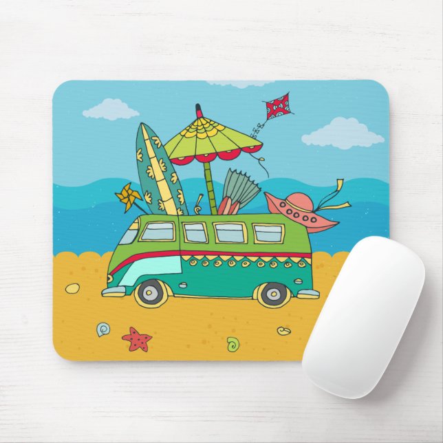 Tapis De Souris Plage Surf Vie Mousepad (Avec souris)