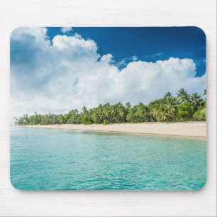 Tapis De Souris Plage tropicale bordée de palmiers