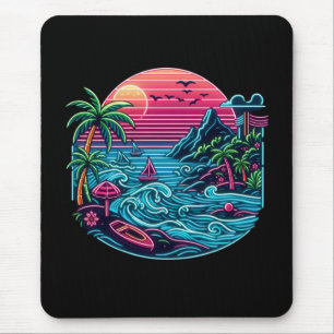 Tapis De Souris Plage tropicale/néon hawaïen