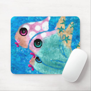 Tapis De Souris Plage Whimsical Abstrait Poisson Plage Nautique Tu