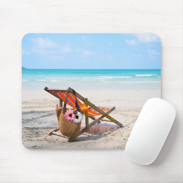 Tapis De Souris Plages tropicales | Chaise de plage sur sable (Avec souris)