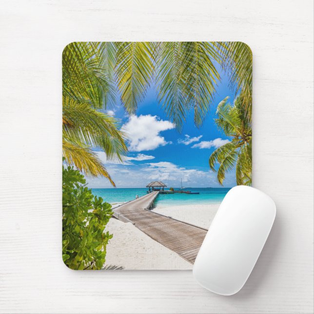 Tapis De Souris Plages tropicales | Jetty en bois des Maldives (Avec souris)