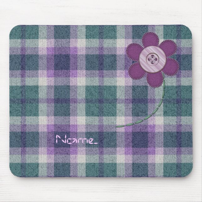 Tapis De Souris Plaid avec la fleur (Devant)