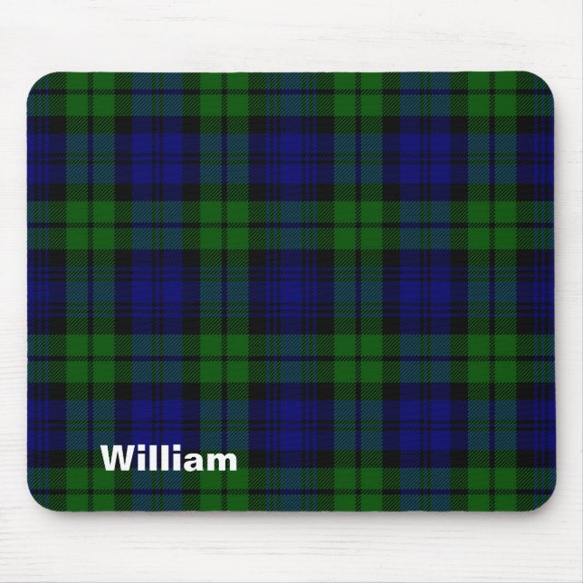 Tapis De Souris Plaid de tartan noir traditionnel de montre (Devant)