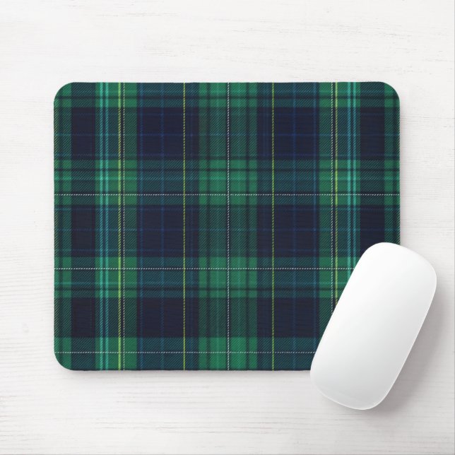 Tapis De Souris Plaid écossais vert et bleu (Avec souris)