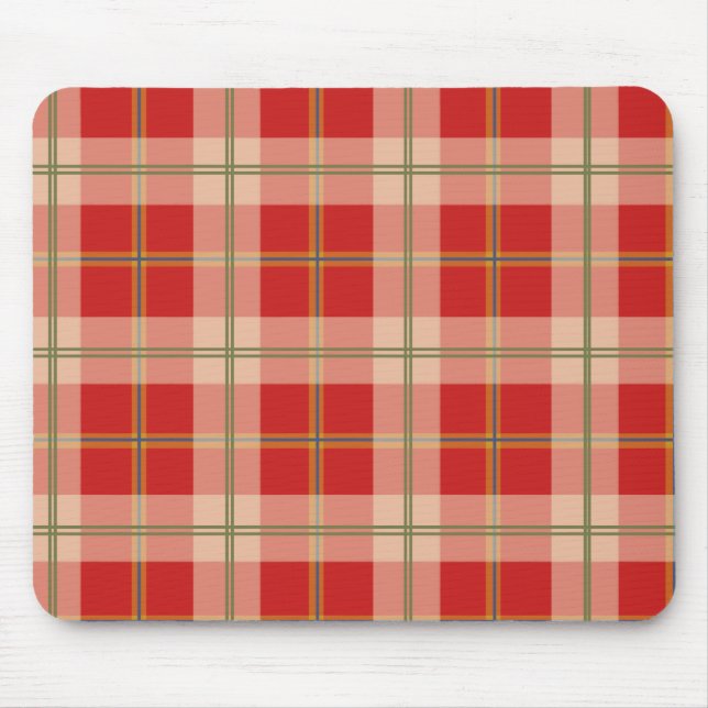 Tapis De Souris Plaid jaune rouge Mousepad de vert bleu (Devant)