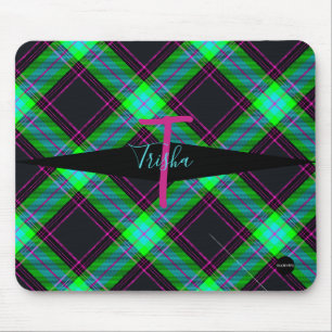 Tapis De Souris Plaid Mousepad - HAMbyWG - Noir, menthe, rose