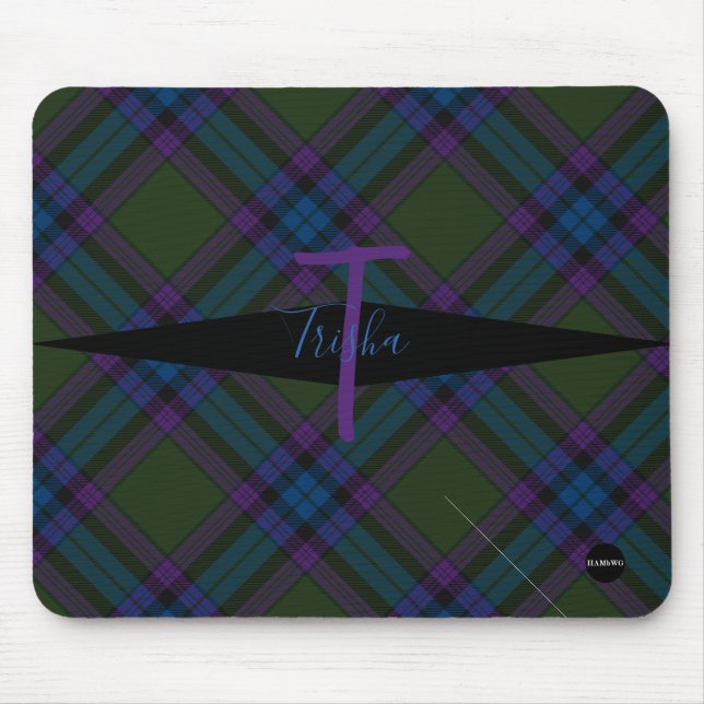 Tapis De Souris Plaid Mousepad - HAMbyWG - Olive, violet (Devant)