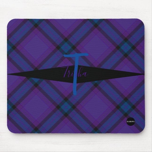 Tapis De Souris Plaid Mousepad - HAMbyWG - violet et bleu (Devant)