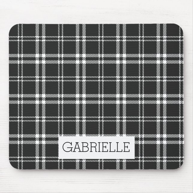 Tapis De Souris Plaid noir et blanc (Devant)
