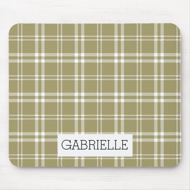 Tapis De Souris Plaid or et blanc (Devant)