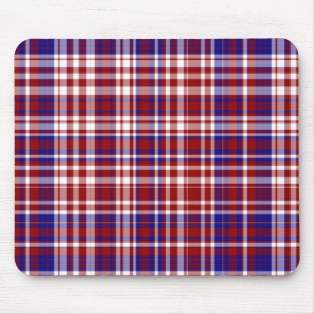 Tapis De Souris Plaid, Rouge, Blanc, Coll Bleu. 01-MOUSEPAD (Devant)