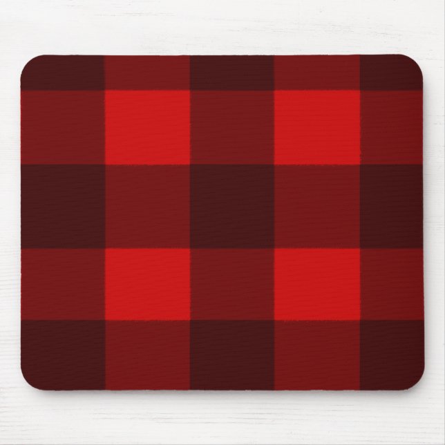 Tapis De Souris Plaid rouge et noir Mousepad (Devant)