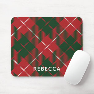 Tapis De Souris Plaid Rustique Rouge Vert Tartan Personnalisé