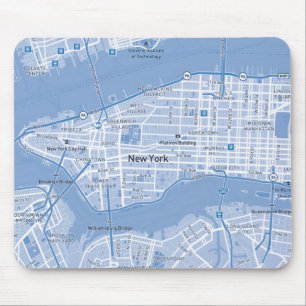 Tapis De Souris Plan de la ville de New York (bleu)