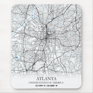 Tapis De Souris Plan de ville de voyage Atlanta Géorgie États-Unis
