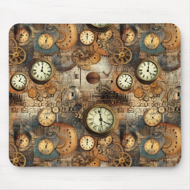 Tapis De Souris Plan d'ingénierie Steampunk Brun Laiton (Devant)