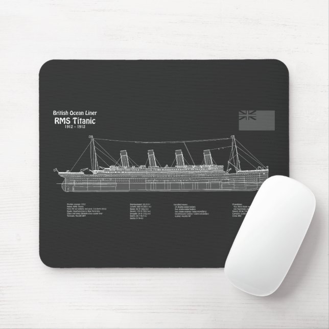 Tapis De Souris Plan directeur des navires Titanic RMS PBD (Avec souris)