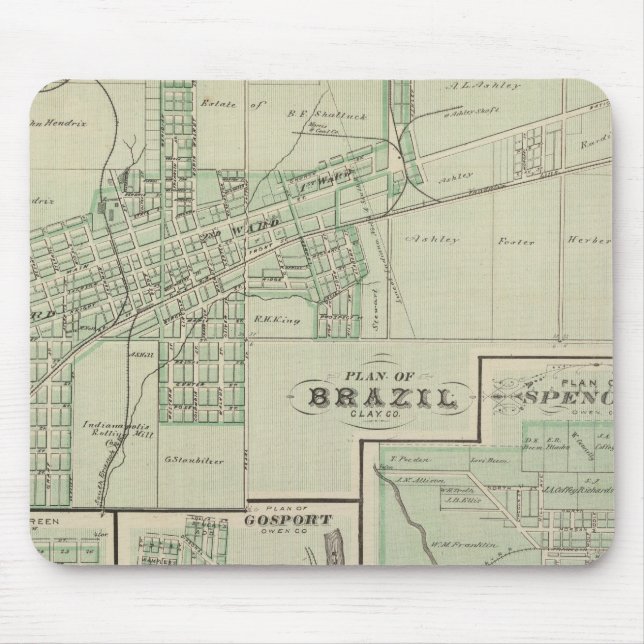 Tapis De Souris Plan du Brésil, Clay Co avec Bowling Green (Devant)