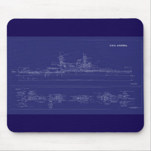 Tapis De Souris Plan du cuirassé USS Arizona