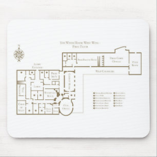 Tapis De Souris Plan du rez-de-chaussée de la Maison Blanche au pr