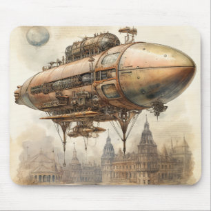 Tapis De Souris Plan en cuivre de dirigeable Steampunk vintage