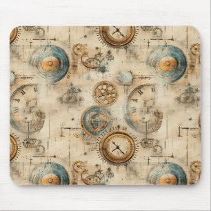 Tapis De Souris Plan mécanique rétro Brun sépia