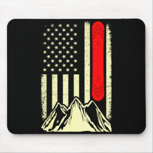 Tapis De Souris Planche à neige ski drapeau américain