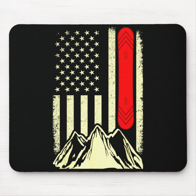 Tapis De Souris Planche à neige ski drapeau américain (Devant)