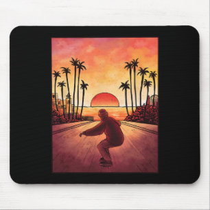 Tapis De Souris Planche à roulettes en descente Aquarelle Colline