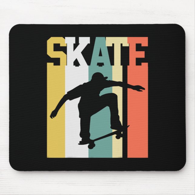 Tapis De Souris Planche à roulettes Skateboarder Rétro  (Devant)