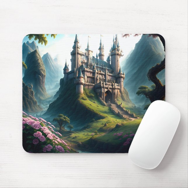 Tapis De Souris Planche à souris Flower Meadow Castle (Avec souris)