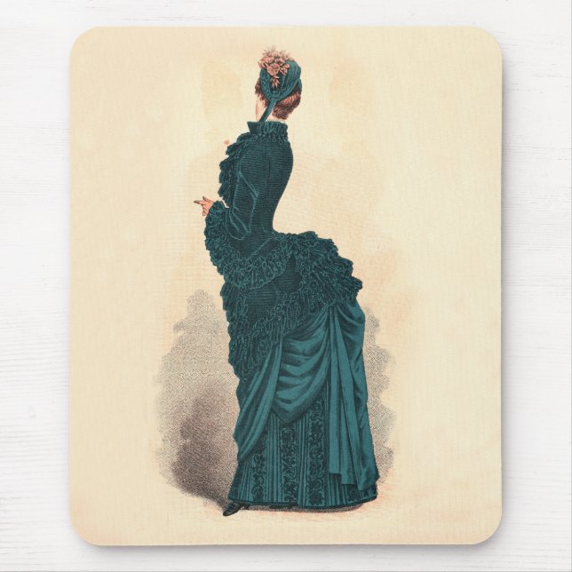 Tapis De Souris Planche de mode antique victorienne : robe à tourn (Devant)