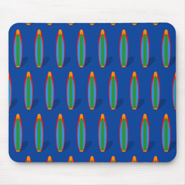Tapis De Souris Planche de Surf Bleue Plage (Devant)