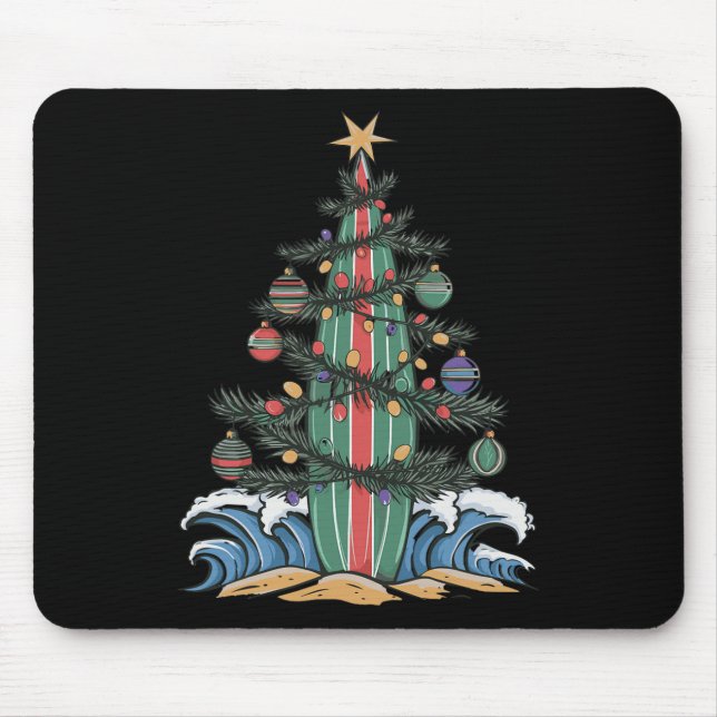 Tapis De Souris Planche de surf Sapin de Noël _1 (Devant)