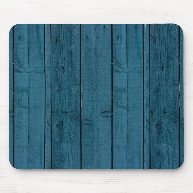 Tapis De Souris Planches de bois peint en bleu (Devant)