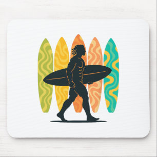 Tapis De Souris Planchiste d'été Vague Surf Surfboard Plage Su