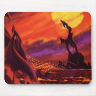 Tapis De Souris Planète volcanique de science-fiction vintage avec