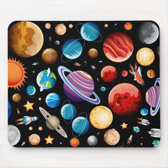 Tapis De Souris Planètes et Rocket Ships (Devant)
