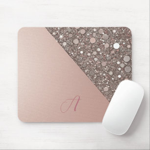 Tapis De Souris Planificateur de monogramme en or rose élégant