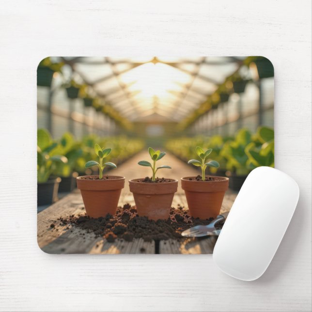Tapis De Souris Plant de serre en pot de terre cuite (Avec souris)