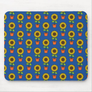 Tapis De Souris Plante de tournesol dans un Motif de pot