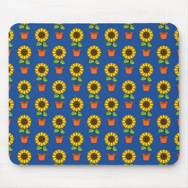 Tapis De Souris Plante de tournesol dans un Motif de pot (Devant)