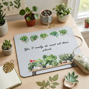 Tapis De Souris Plante drôle aquarelle Maison Plante 