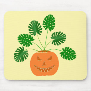 Tapis De Souris Plante Monstera Halloween dans une citrouille