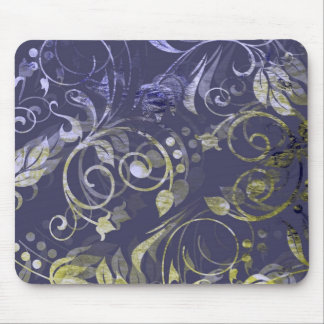 Tapis De Souris Plante pourpre et vert Batik Floral Abstrait Mouse
