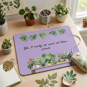 Tapis De Souris Plante violette à l'aquarelle drôle pour amateur d