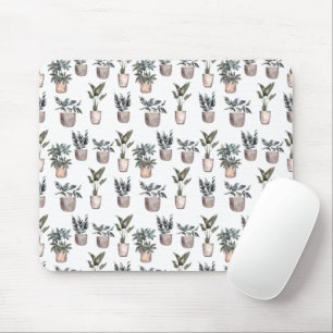 Tapis De Souris Plantes Potés en blanc