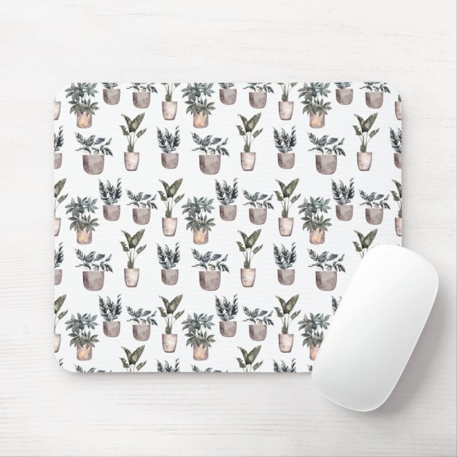 Tapis De Souris Plantes Potés en blanc (Avec souris)